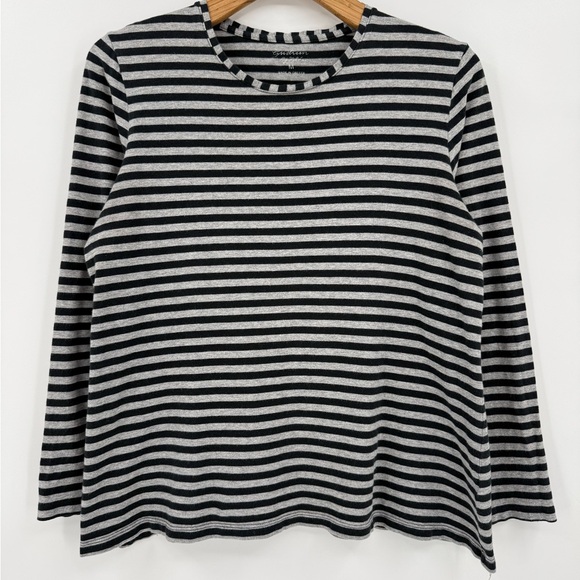Gudrun Sjoden Organic Cotton Striped Essential Top in Black Grey Size M - Picture 8 of 9